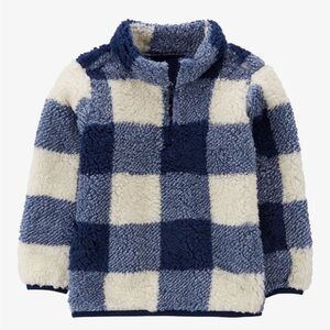 Carter's Toddler Plaid Fleece Jacket in blue and white